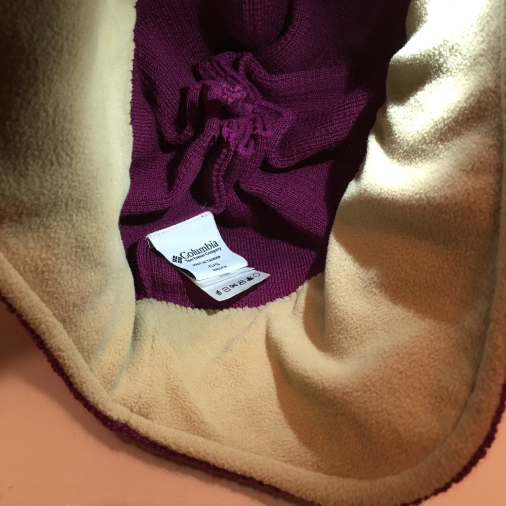 Columbia Wool Stocking Hat Purple Fleece Lined O/S - Picture 8 of 8